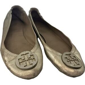 Tory Burch Flats Women’s Sz 9 M Minnie Travel Ballet Shoes Gold leather‎